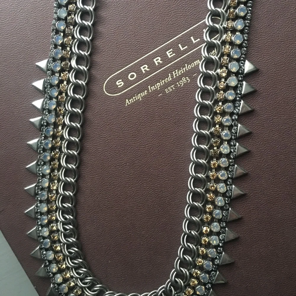 Sorrelli Silver and Gold Crystal Multi-Row Statement Necklace